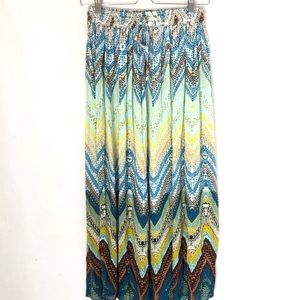Surrale Printed Maxi Skirt Chevron Rayon S